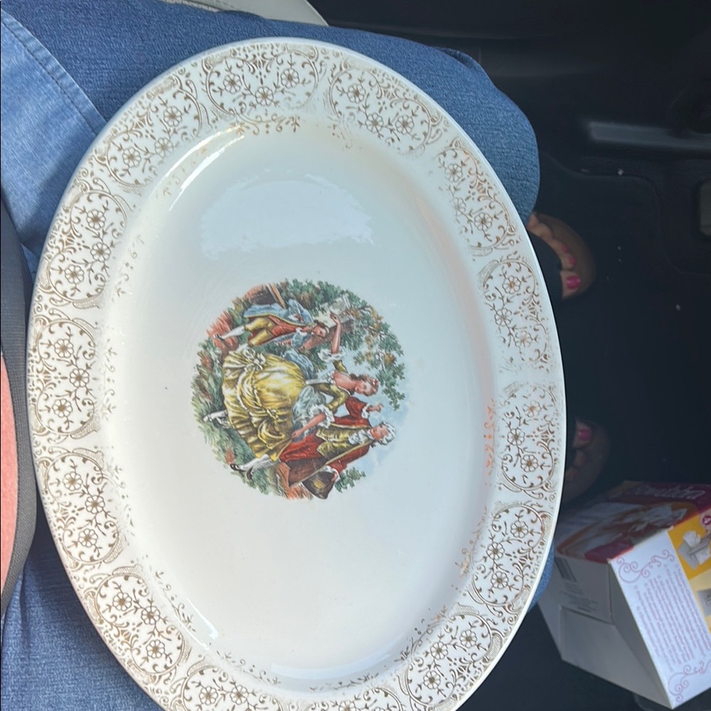 Stetson Cream and Brown Decorative Platter